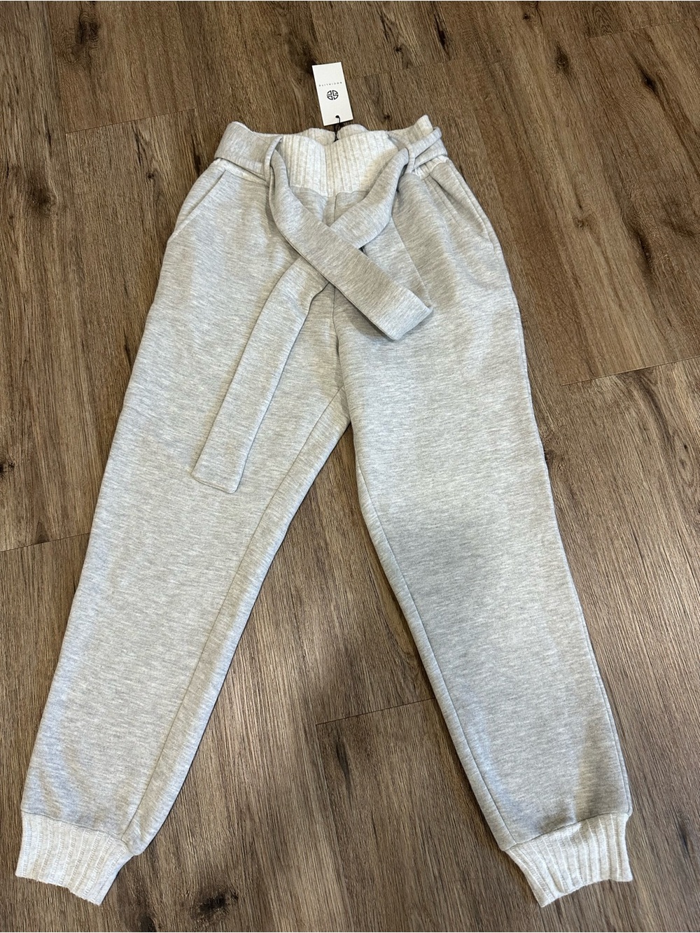 Socialite Kids Light Gray Rib-Waist Jogger Pants